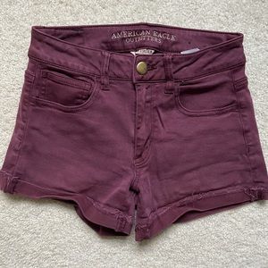 American Eagle maroon jean shorts